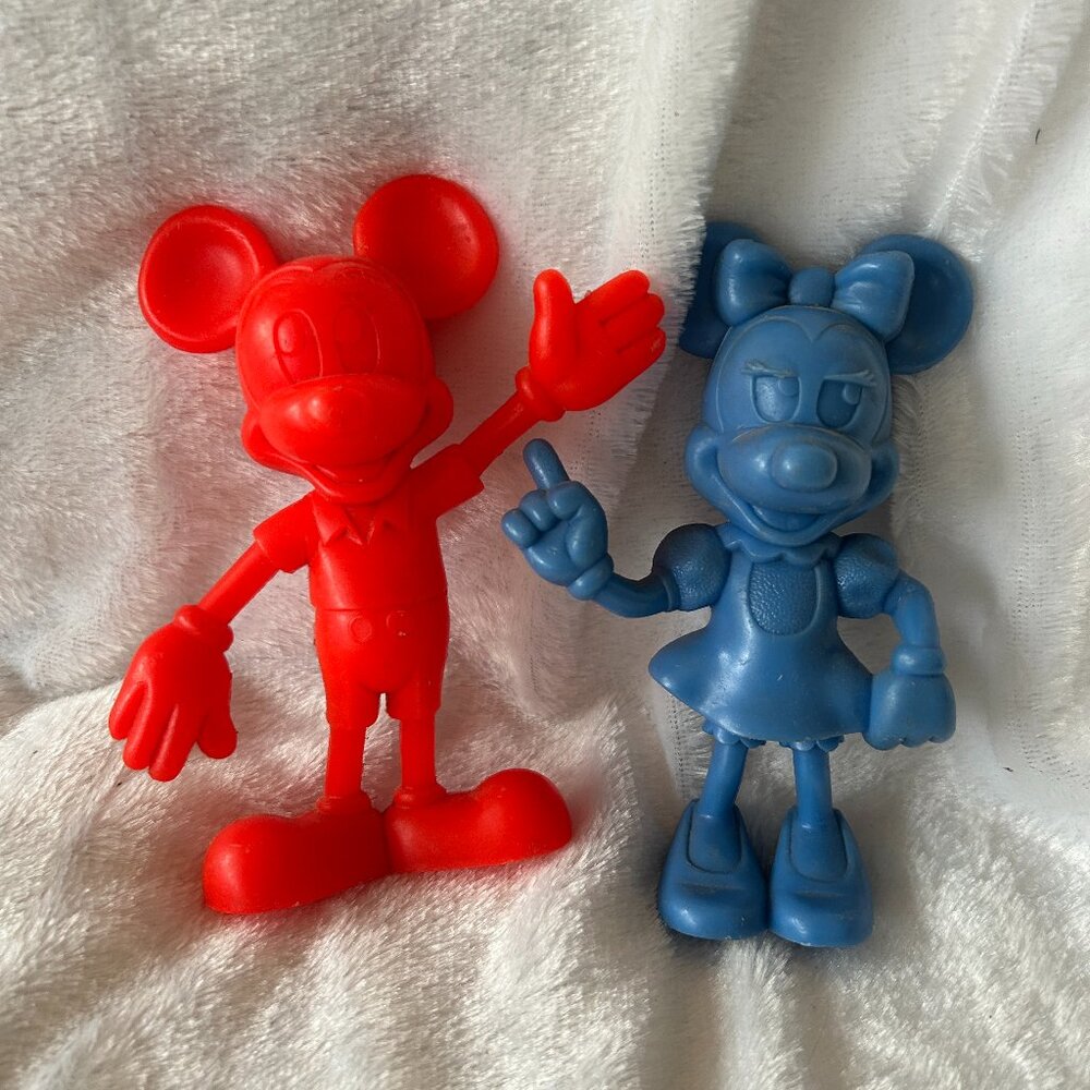 Mickey and Minnie Plastic Figurines Red‎ Blue 6"